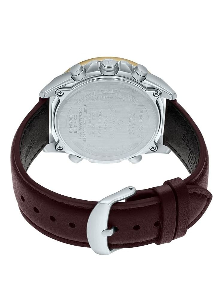 Casio EDIFICE Men, Smartphone Link, Black Dial, Digital Analog, Solar Powered, Genuine Leather Band,Gold Ion plated Bezel - ECB-900GL-1ADR - Image 3