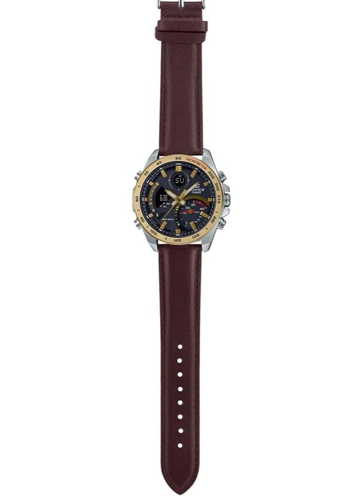 Casio EDIFICE Men, Smartphone Link, Black Dial, Digital Analog, Solar Powered, Genuine Leather Band,Gold Ion plated Bezel - ECB-900GL-1ADR - Image 2