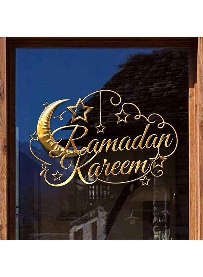 إيروريكس ملصقات النوافذ وملصقات نوافذ رمضان وملصقات الحائط وديكورات المنازل بتصميمات القمر والنجوم وملصقات البلاط وملصقات الزجاج وملصقات النوافذ ذات الوجهين المرئية - Image 1