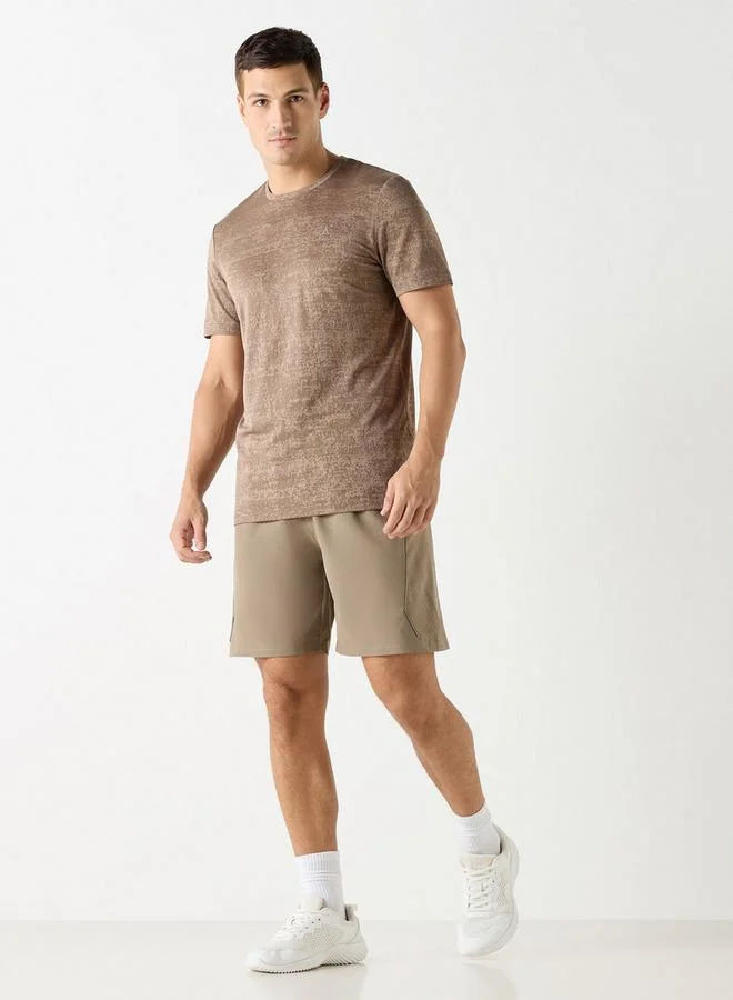 ADOT by Splash Textured Crew Neck T-shirt with Short Sleeves