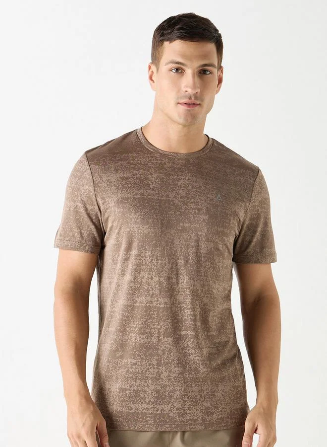 ADOT by Splash Textured Crew Neck T-shirt with Short Sleeves