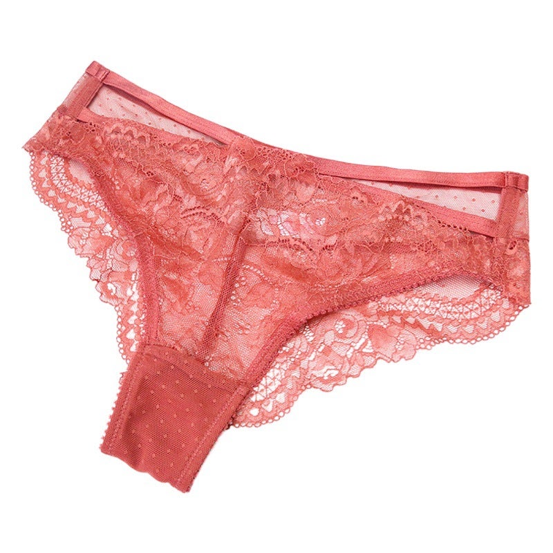 Sexy lace underwear women''s temptation lace transparent red plus size underpants hip lifting transparent thin low waist briefs - Image 2