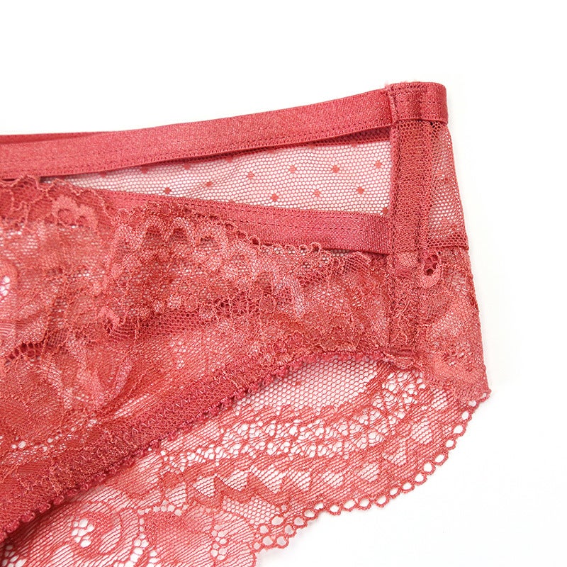 Sexy lace underwear women''s temptation lace transparent red plus size underpants hip lifting transparent thin low waist briefs - Image 5