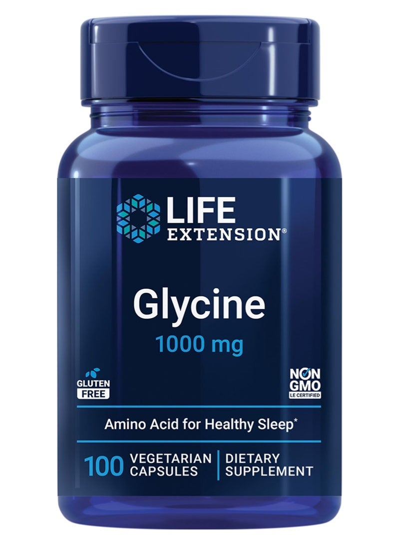 Life Extension Glycine, 1000 mg, Amino Acid That Promotes Healthy Sleep, 100 Capsules - Image 1