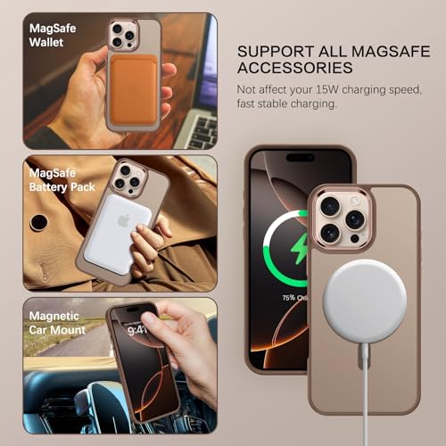 BENTOBEN for iPhone 16 Pro Case [Compatible with Magsafe] Magnetic Matte Phone Case iPhone 16 Pro Translucent Slim Shockproof Women Men Protective Cover Cases for iPhone 16 Pro 6.3", Desert Titanium - Image 2