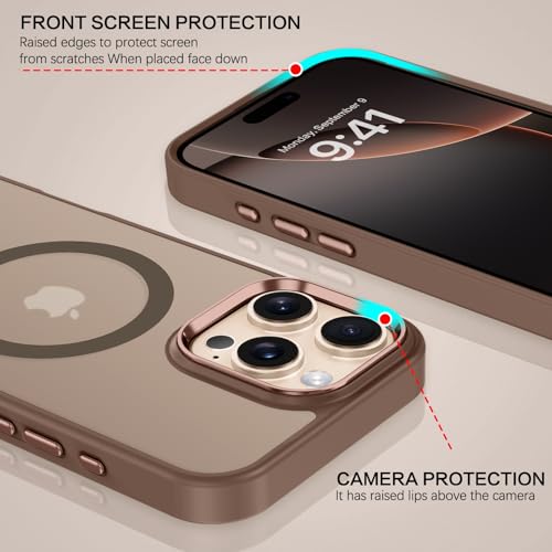BENTOBEN for iPhone 16 Pro Case [Compatible with Magsafe] Magnetic Matte Phone Case iPhone 16 Pro Translucent Slim Shockproof Women Men Protective Cover Cases for iPhone 16 Pro 6.3", Desert Titanium - Image 5