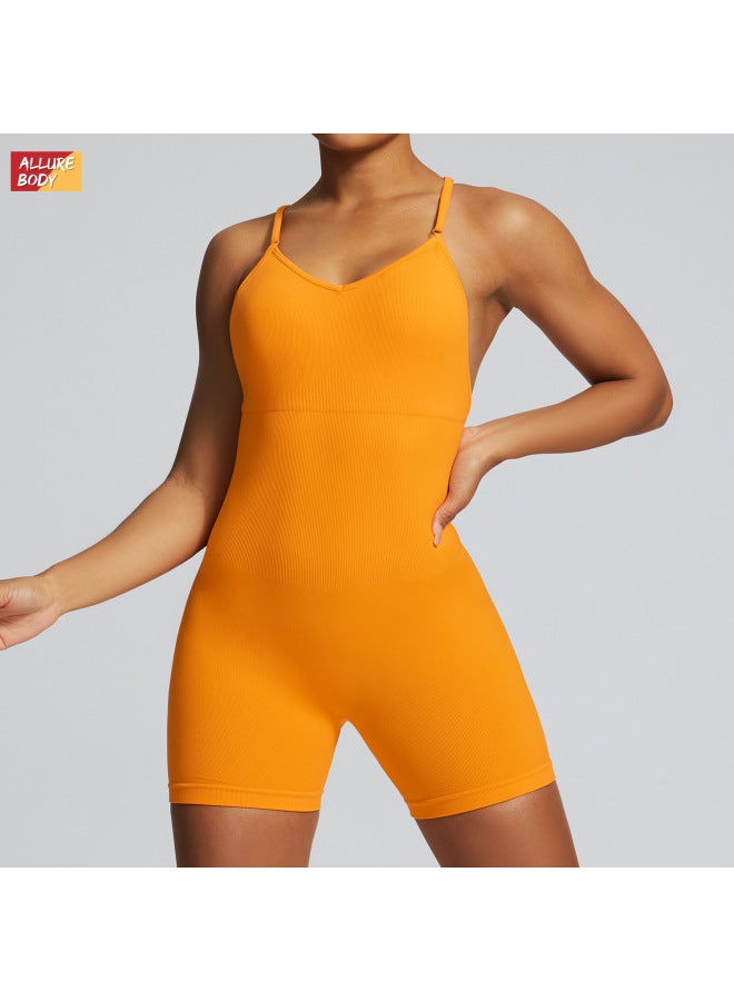 European And American Fitness Seamless Beautiful Back One-piece Yoga Suit High-elastic Abdominal Tight Sports One-piece Suit Women - Image 2
