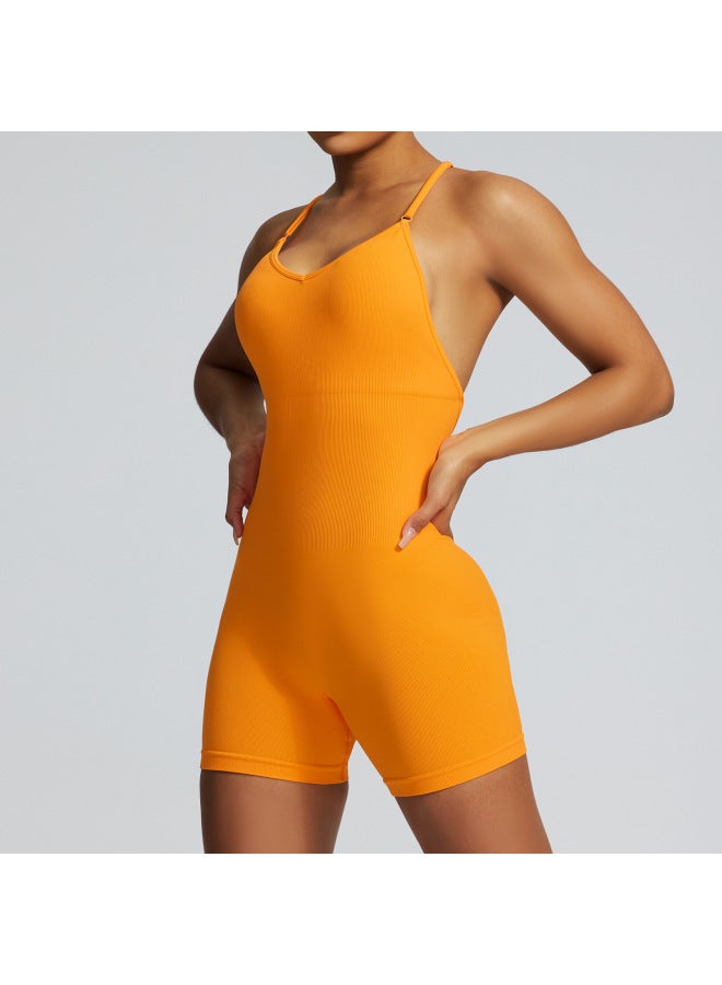 European And American Fitness Seamless Beautiful Back One-piece Yoga Suit High-elastic Abdominal Tight Sports One-piece Suit Women - Image 1