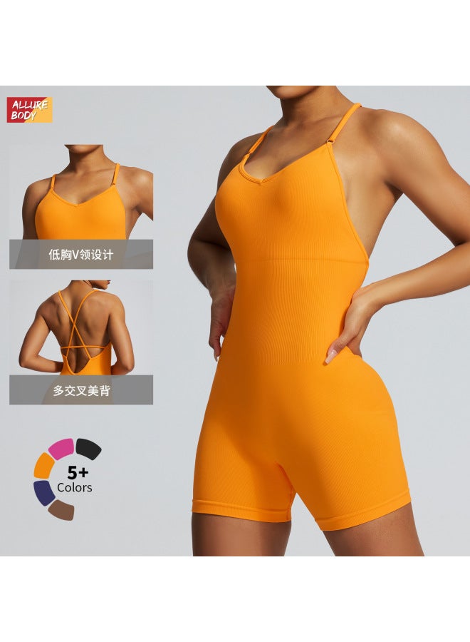 European And American Fitness Seamless Beautiful Back One-piece Yoga Suit High-elastic Abdominal Tight Sports One-piece Suit Women - Image 3