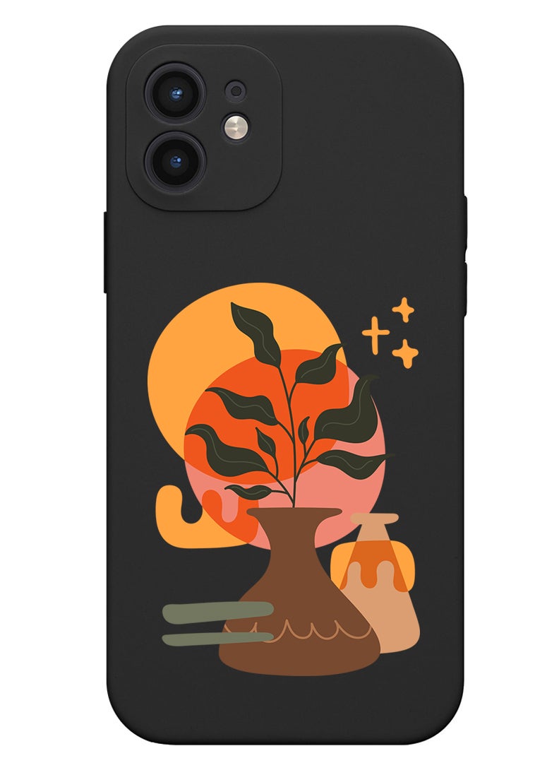 Theodor Protective Slim Fit Case Liquid Silicone Cover with Full Body Protection Anti-Scratch Shockproof Case For iPhone 12 Black  - Virgo copy - Image 1