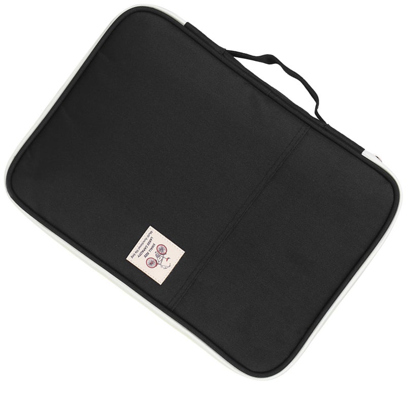 A4 Document Bag File Folder Portfolio Organizer Computer Notebook Zippered Case (Black) - Image 4