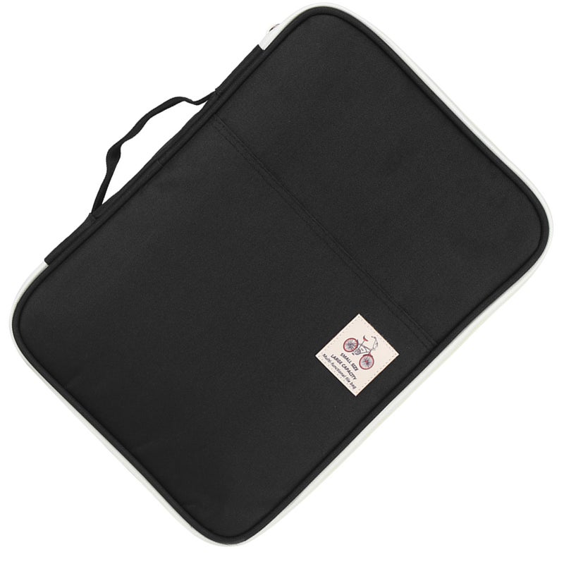 A4 Document Bag File Folder Portfolio Organizer Computer Notebook Zippered Case (Black) - Image 1