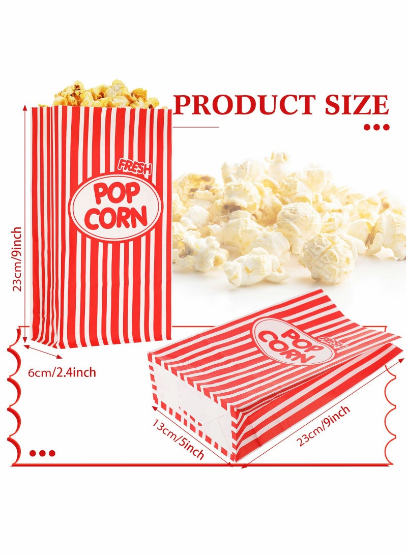 300 Pcs Red & White Striped Paper Popcorn Bags - Perfect for Parties, Carnivals, and Movie Theaters, 1 oz Flat Bottom Snack Holders, 3.54 x 2.36 x 8.27 Inches - Image 3