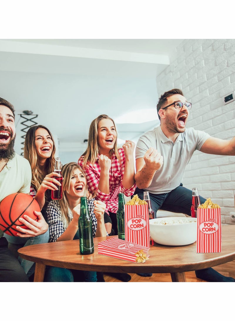 300 Pcs Red & White Striped Paper Popcorn Bags - Perfect for Parties, Carnivals, and Movie Theaters, 1 oz Flat Bottom Snack Holders, 3.54 x 2.36 x 8.27 Inches - Image 5
