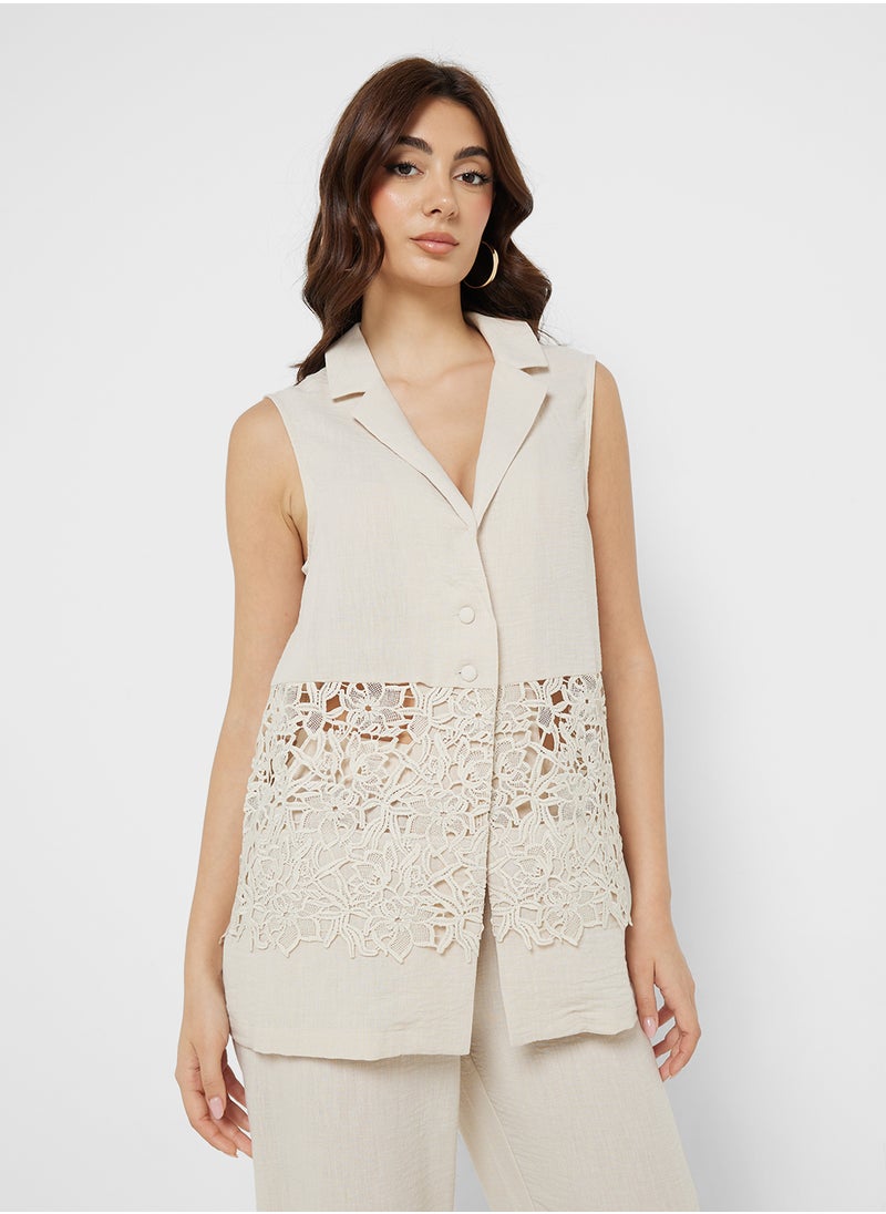 VERO MODA - Vmamira Crochet Detail Sleeveless Top - Image 1