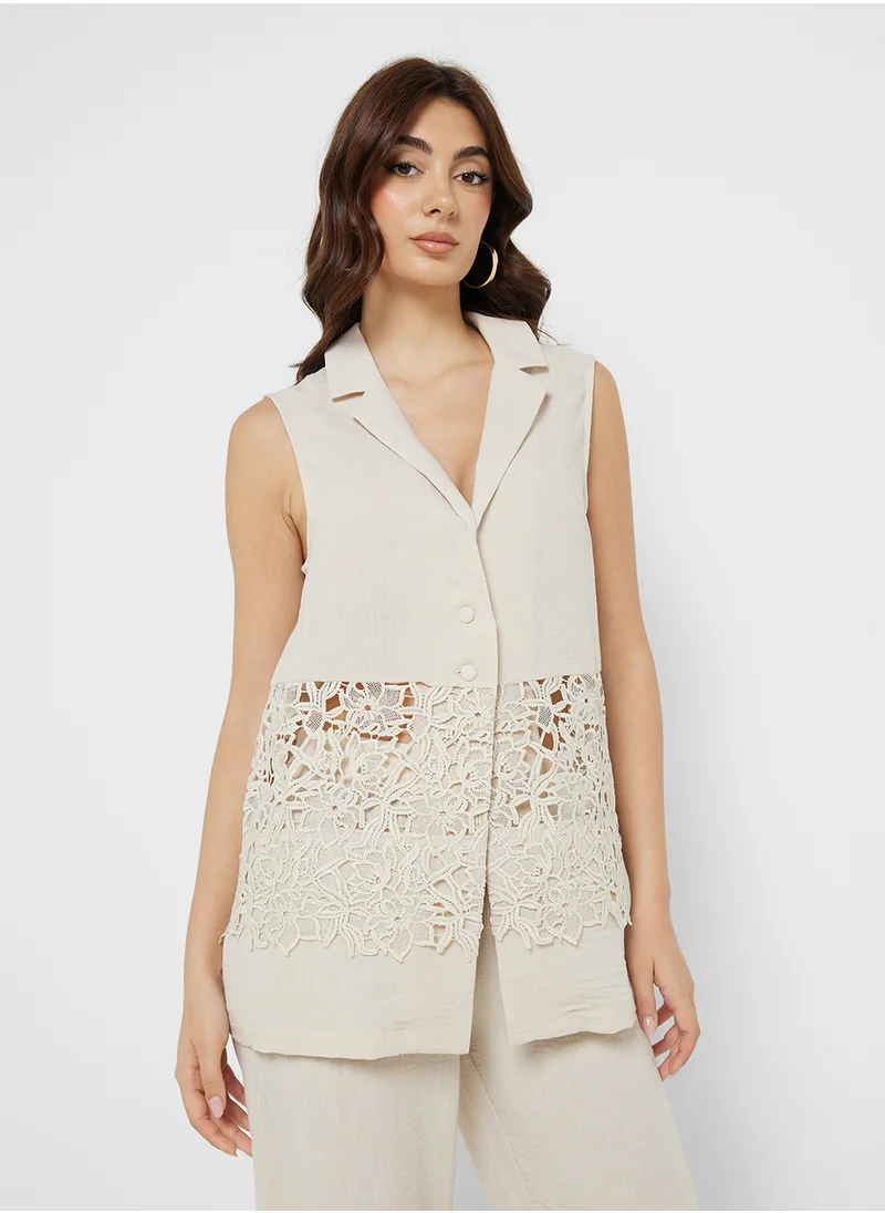 VERO MODA Vmamira Crochet Detail Sleeveless Top