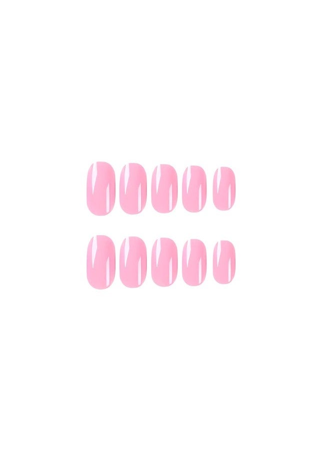 HJKDSFD Square Press on Nails - Short, False, Glossy Rose Pink Acrylic Nails - Full Cover Glue on, Stick on Design for Women's Manicure Art Decorations - Image 5