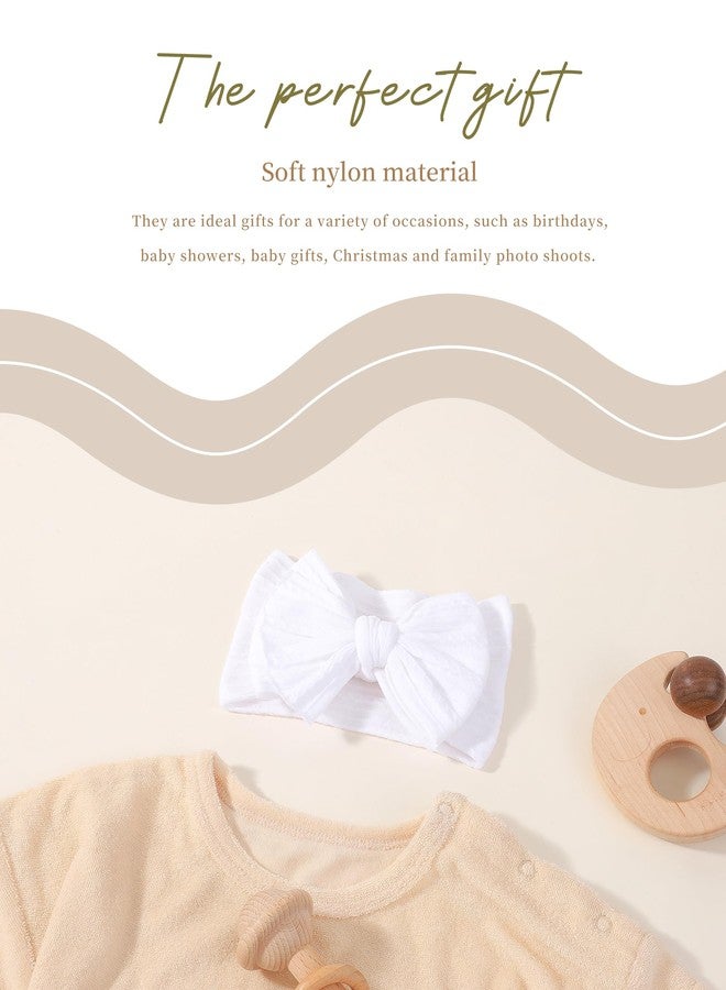 jollybows 3PCS Baby Bows Headbands Soft Nylon Baby Girl Headbands for Newborn Infant Toddler Kids Cute Bow Wide Hairbands Hair Accessories(White+Red+Light Pink) - Image 3