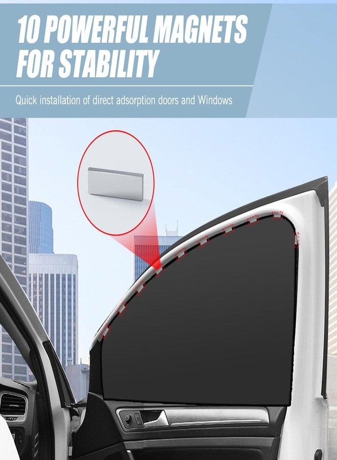 Tesnaao 4 PCS Car Side Window Sun Shade Replacement, 33CM x 48CM x 62CM Front Side Window Protectors, 80CM x 48CM Vehicle Rear Window Curtain, Universal Accessories for Most Cars (Black) - Image 4