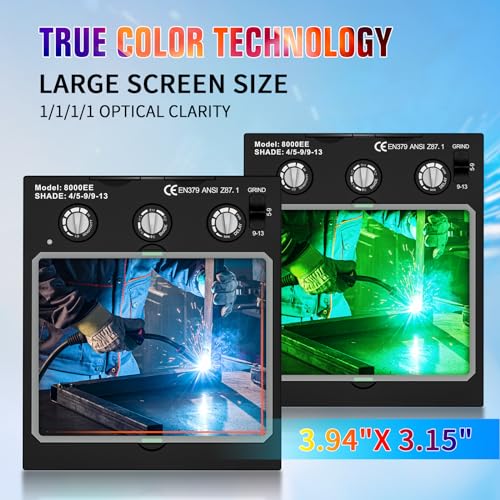 TRQWH Welding Lens Auto Darkening Welding Helmet Lens True Color Technology with 4 Arc Sensor Ajustable Shade Range 4/5-13 Automatic LCD Lens Dimming Shade Filter 4.49x5.24in Auto Welding Lens - Image 3