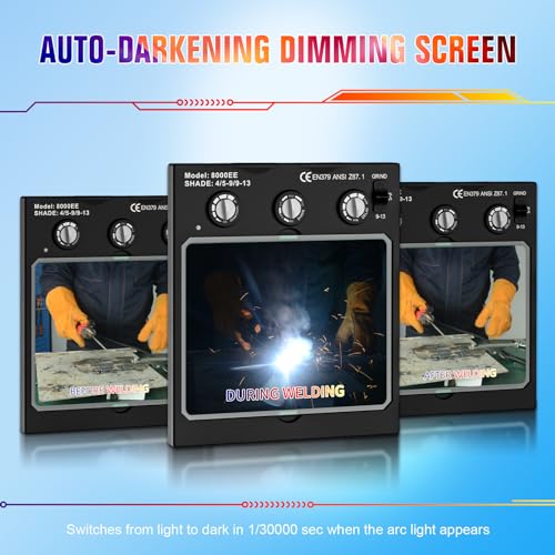 TRQWH Welding Lens Auto Darkening Welding Helmet Lens True Color Technology with 4 Arc Sensor Ajustable Shade Range 4/5-13 Automatic LCD Lens Dimming Shade Filter 4.49x5.24in Auto Welding Lens - Image 5