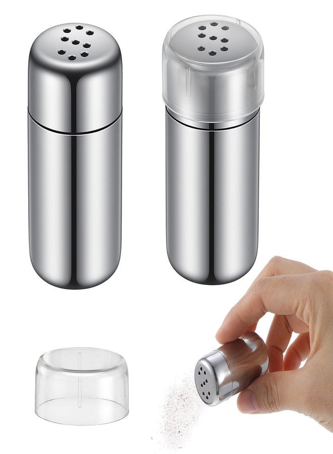 Elegaperma 2pcs Travel Salt And Pepper, Stainless Steel Mini Salt Shaker, Travel Size Metal Salts and Pepper Shakers With Lid for Camping, Lunch Box, Leak-Proof - Image 1