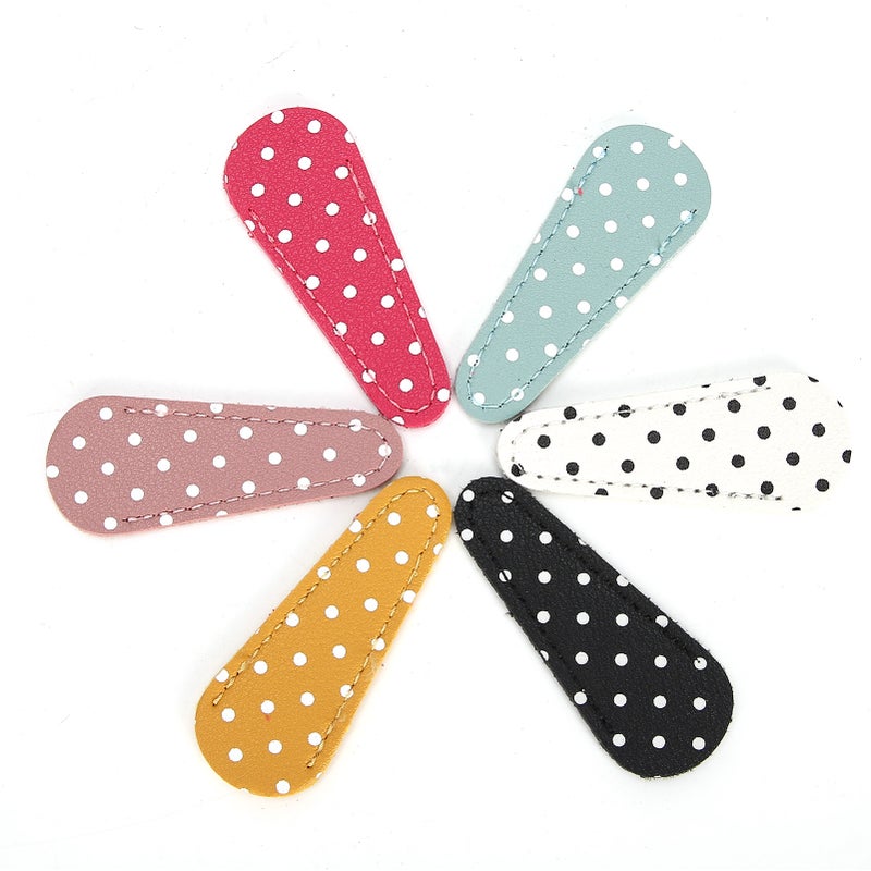 6Pcs Embroidery Scissors Sheath Polka Dot Artificial Leather Protective Cover DIY Craft Gift - Image 3