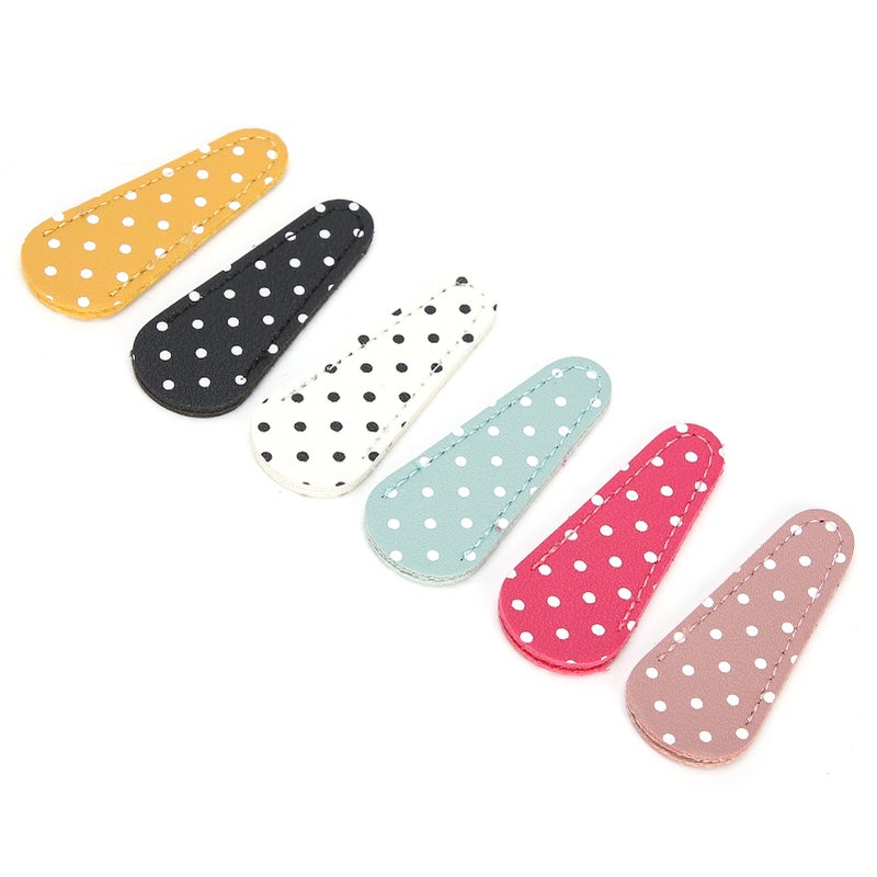 6Pcs Embroidery Scissors Sheath Polka Dot Artificial Leather Protective Cover DIY Craft Gift - Image 2