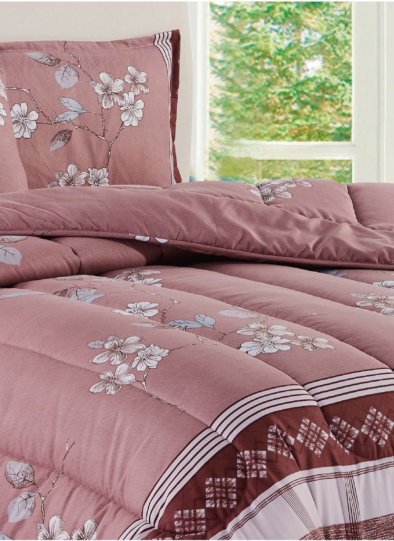 Moon - Bed In A Bag Medium Filling King Size Comforter Set, 10 Pcs Floral Bedding Set Size 220 X 240 Cm with Comforter, Quilted Bed Skirt, Pillowcases, Cushion & Bedroom Slipper, Multicolor - Image 1