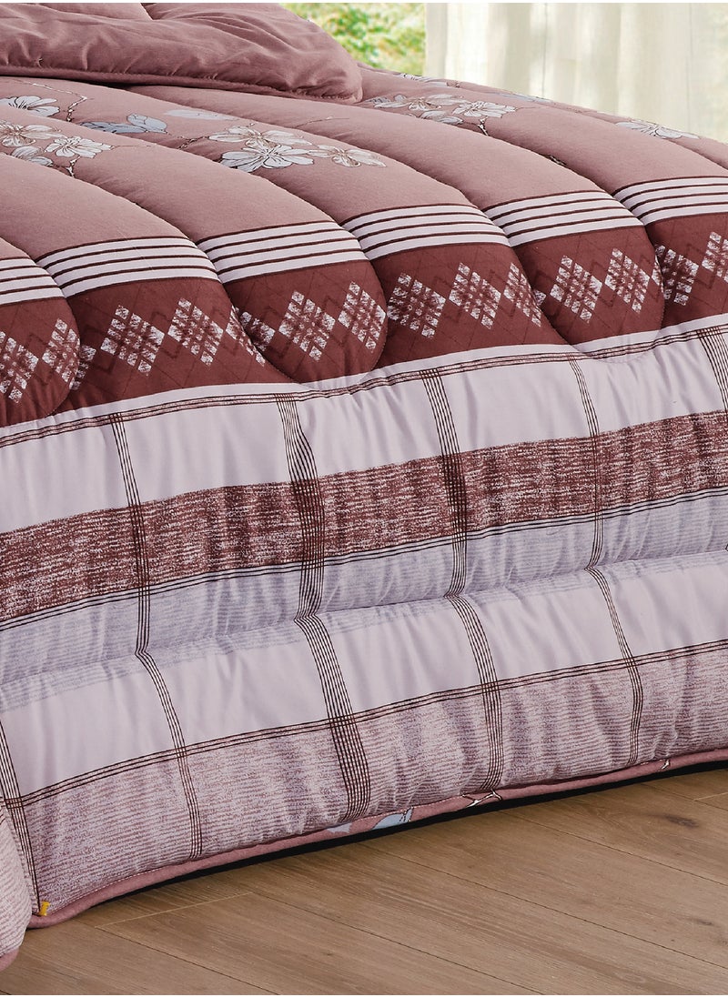Moon - Bed In A Bag Medium Filling King Size Comforter Set, 10 Pcs Floral Bedding Set Size 220 X 240 Cm with Comforter, Quilted Bed Skirt, Pillowcases, Cushion & Bedroom Slipper, Multicolor - Image 1