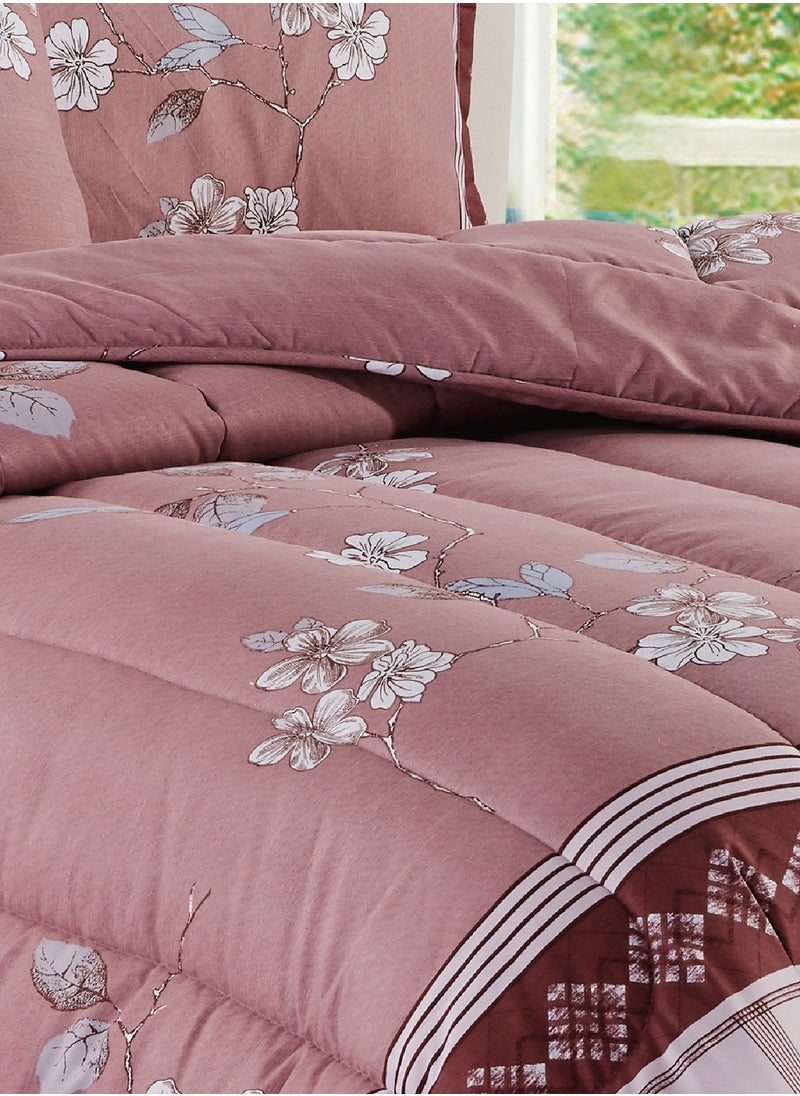 Moon - Bed In A Bag Medium Filling King Size Comforter Set, 10 Pcs Floral Bedding Set Size 220 X 240 Cm with Comforter, Quilted Bed Skirt, Pillowcases, Cushion & Bedroom Slipper, Multicolor - Image 1