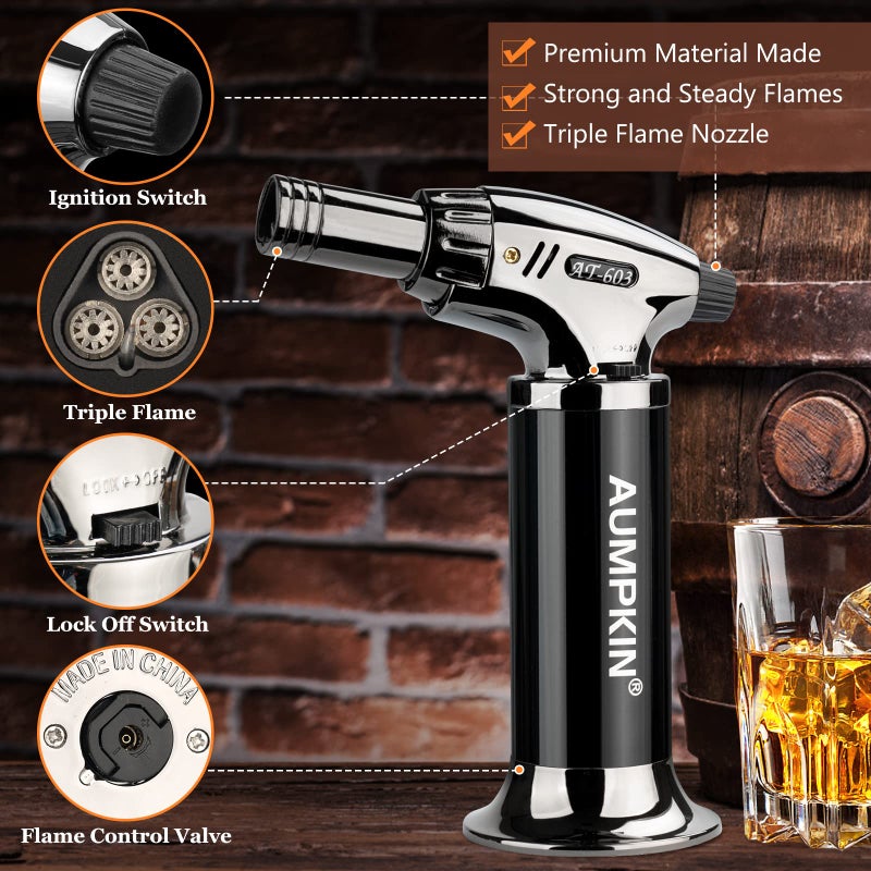 Aumpkin Cocktail Smoker Kit with Torch – 6 Flavors Wood Chips – Bourbon, Whiskey Smoker Infuser Kit, Old Fashioned Drink Smoker Kit, Birthday Bourbon Whiskey Gifts for Men, Dad, Husband (Without Butane) - Image 4