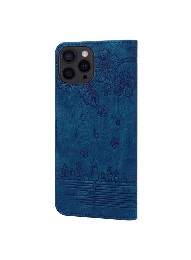 إيروريكس جراب هاتف iPhone 15 Pro مصنوع من الجلد المنقوش برسومات قطة ساكورا الكرتونية - Image 3