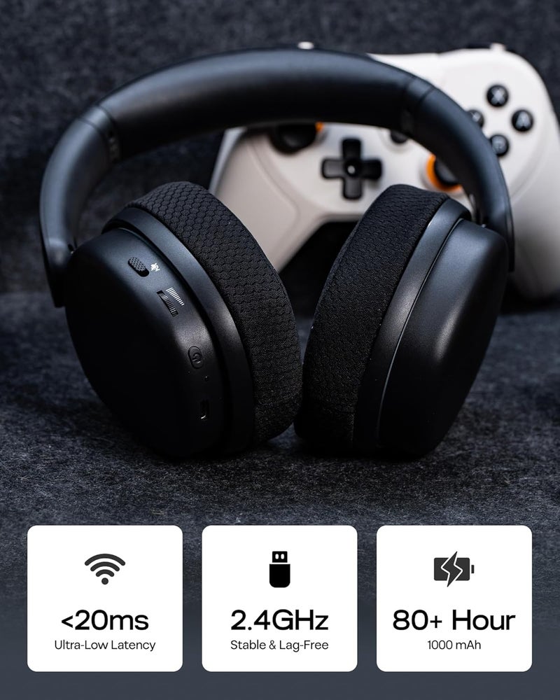 EPOMAKER X AULA G7 Pro Wireless Gaming Headset, Dual Mode BT5.3 & 2.4GHz, 7.1 Surround Sound, 80+ Hour Battery, RGB Light, with Noise Canceling Mic for PS5, PS4, Switch, PC (Black) - Image 3