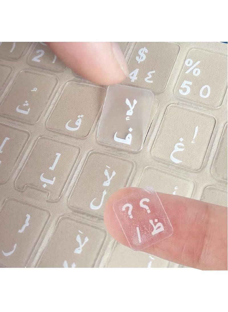 عدد 1 ستيكر لاصق للوحة المفاتيح العربية مقاوم للماء للكمبيوتر واللاب توب استيكر شفاف و الحروف لون ابيض من الديب - Image 2