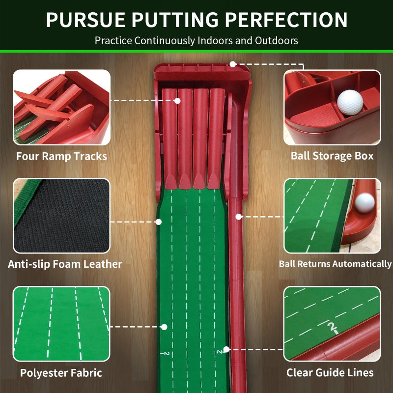 Crestgolf Practice Golf Putting Mat with Ball Return | Game Practice Golf Putting Green | Golf Training Aid for Home, Office, Backyard Indoor & Outdoor Use | Golfing Gifts for Men&Women - Image 3