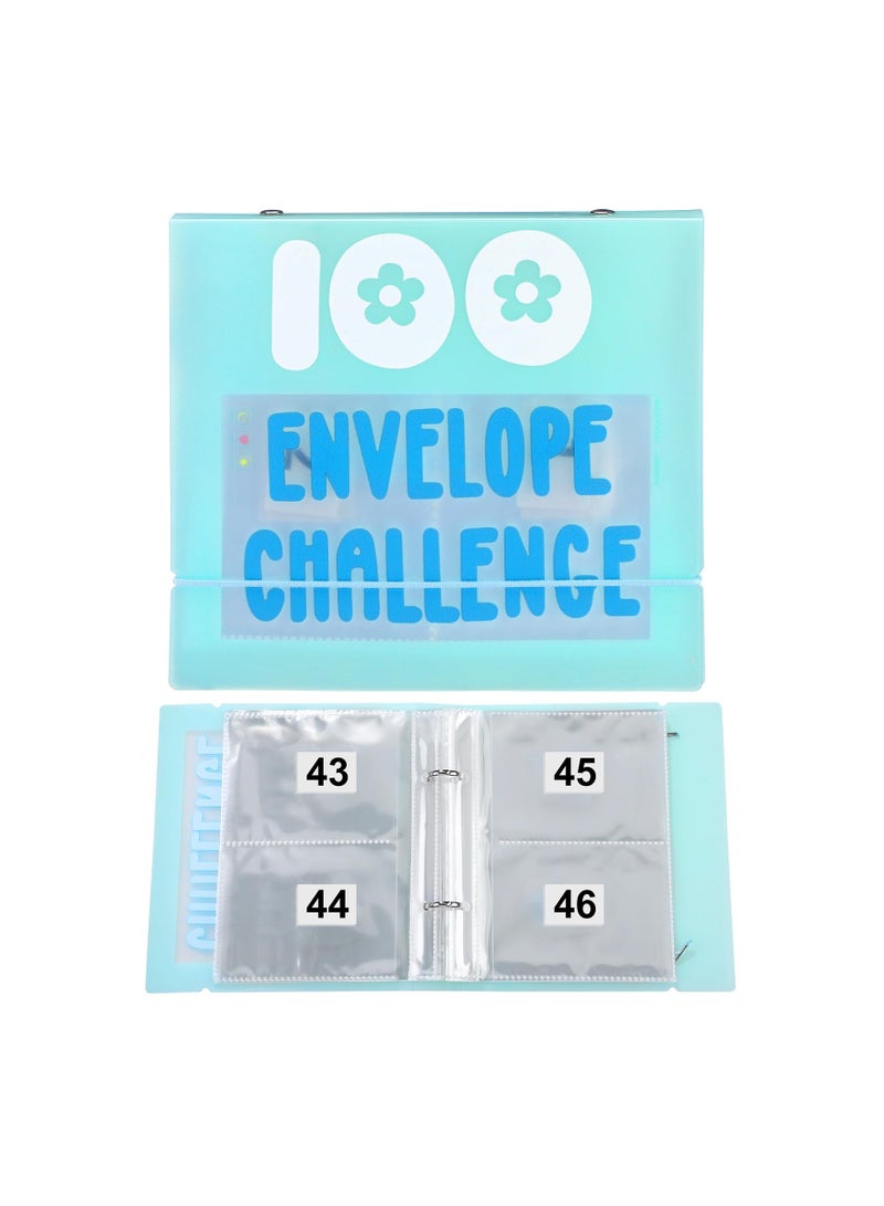 SOLARAE 100 Envelope Money Saving Challenge Binder, Save $5,050 with 100-Day Budget Planner and Envelope System, Ideal for Financial Organization (Blue) - 1 Pack - Image 1