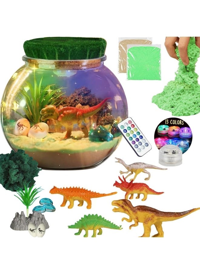 GGEROU - Dinosaur Terrarium Gifts for Kids Girls, Light Up Terrarium Unicorns Toys for Girls, DIY Moon Lamp Arts and Crafts - Image 1