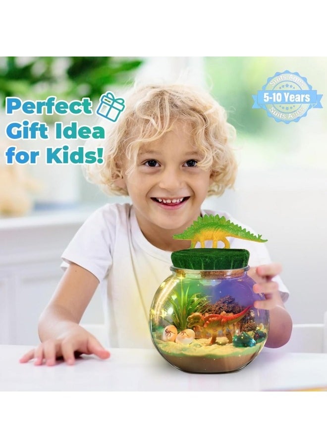 GGEROU - Dinosaur Terrarium Gifts for Kids Girls, Light Up Terrarium Unicorns Toys for Girls, DIY Moon Lamp Arts and Crafts - Image 1
