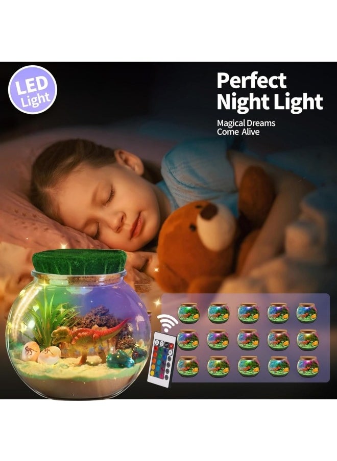 GGEROU - Dinosaur Terrarium Gifts for Kids Girls, Light Up Terrarium Unicorns Toys for Girls, DIY Moon Lamp Arts and Crafts - Image 1