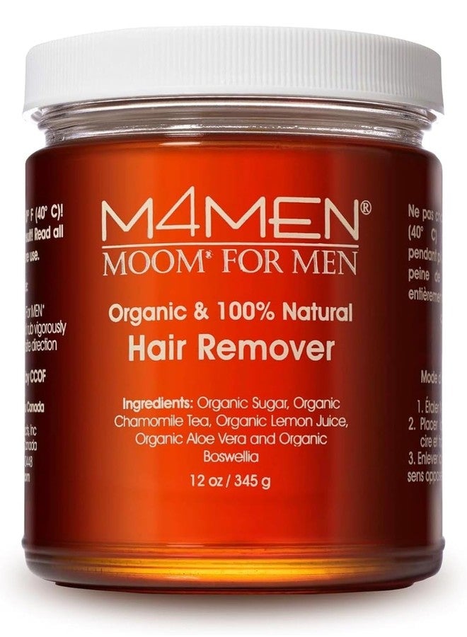 MOOM for Men Organic Hair Removal Kit, 12 oz Sugar Wax with 48 Reusable Fabric Strips, Natural Ingredients - Image 2