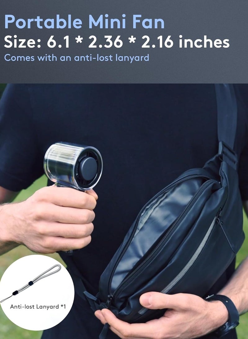 يونسي مروحة توربو محمولة باليد مع لوحة تبريد ثلجية، شاشة رقمية، بطارية قابلة لإعادة الشحن 3000 مللي أمبير/ساعة للنساء والرجال للسفر/العمل/المنزل/الخارجية - Image 5