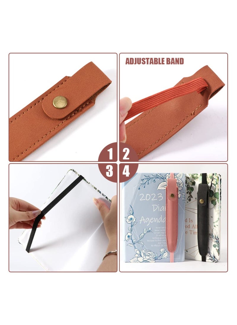 Excefore Pen Holder for Notebook, 5 Pcs Elastic Band Pen Holder, Adjustable Notebook Pen Holder, PU Leather Pen Sleeve Pouch for Journals, Notebooks, Planners, Binders, Tablet Covers  - Image 2
