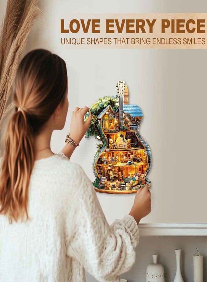 WOODBESTS Wooden Puzzles for Adults (70 Piece, S, 8.5 * 7in) Music House Wood Puzzle Adult, Unique Wooden Animal Jigsaw Puzzles, Family Game and Birthday Gifts for Friend - Image 5