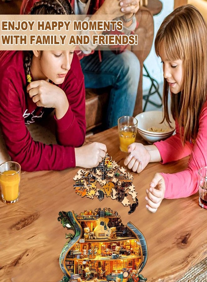 WOODBESTS Wooden Puzzles for Adults (70 Piece, S, 8.5 * 7in) Music House Wood Puzzle Adult, Unique Wooden Animal Jigsaw Puzzles, Family Game and Birthday Gifts for Friend - Image 4