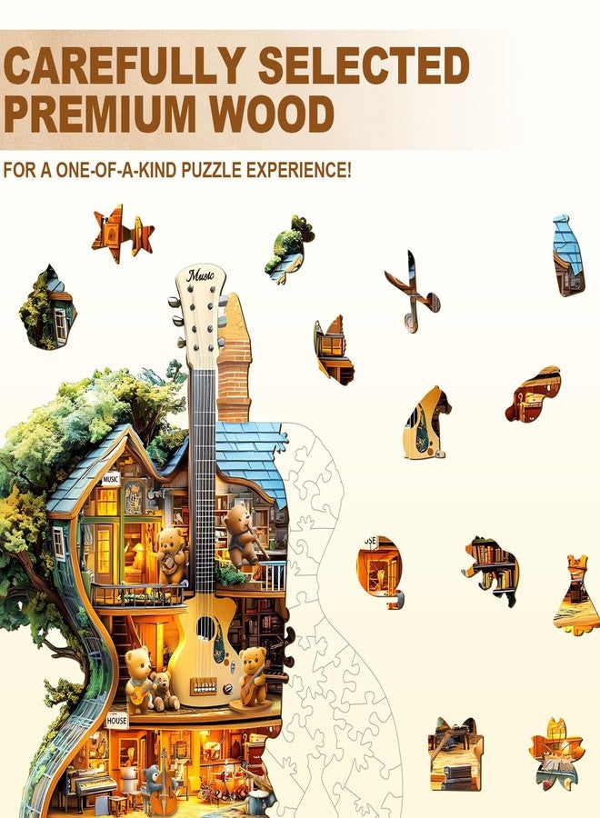 WOODBESTS Wooden Puzzles for Adults (70 Piece, S, 8.5 * 7in) Music House Wood Puzzle Adult, Unique Wooden Animal Jigsaw Puzzles, Family Game and Birthday Gifts for Friend - Image 3