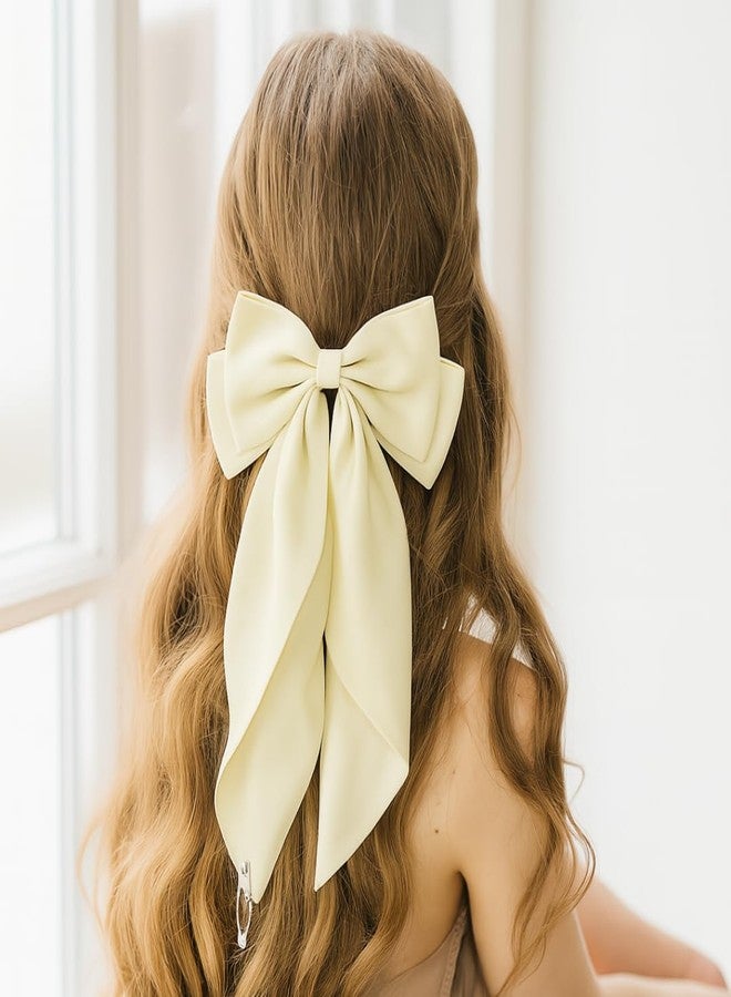 ANNACREATIONS ANNA CREATIONS 2-Pack Large Satin Bow Hair Barrette Clips for Women & Girls - Strong Hold, Long Tail Hair Accessories for Parties, Weddings Wear & Gifting (Off White) - Image 4