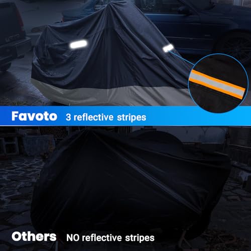 Favoto Motorcycle Cover Waterproof Outdoor - All Season Sun Protection Universal Fit Oxford Cloth with Lock-Holes Rain Snow Dust Proof Fits up to 86.6" Motorbikes Vehicle Motorbike Cover - Image 5