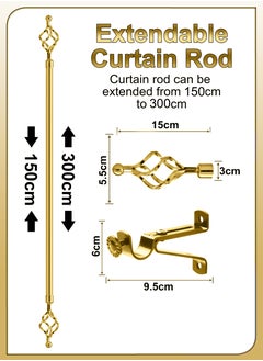 DBLEW Antique Roman Window Covering Curtains Rod Blinds Pipe Extendable 150 To 300cm Sunshades Pole Drapery Rail Hardware Adjustable With Round Ball Finials Set 3cm Diameter For Home And Office Decor  - Image 4
