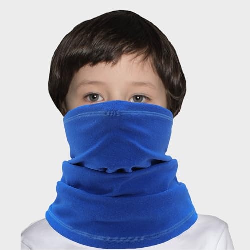 Outrip Kids Ski Mask Fleece Neck Gaiter Warmer Winter Face Cover Scarf Balaclava for 3-14 Years Boys Girls Adjustable (3PCS Black+Grey+Blue) - Image 3